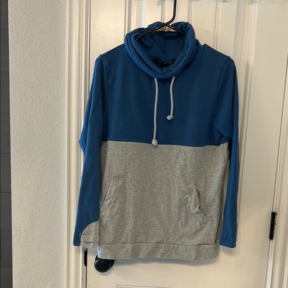 Nursing Queen Blue and Gray Cowl Neck Hoodie